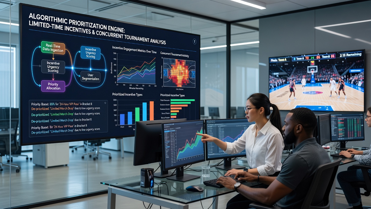 Dashboard view of credit allocation timelines across basketball tournaments and soccer breaks