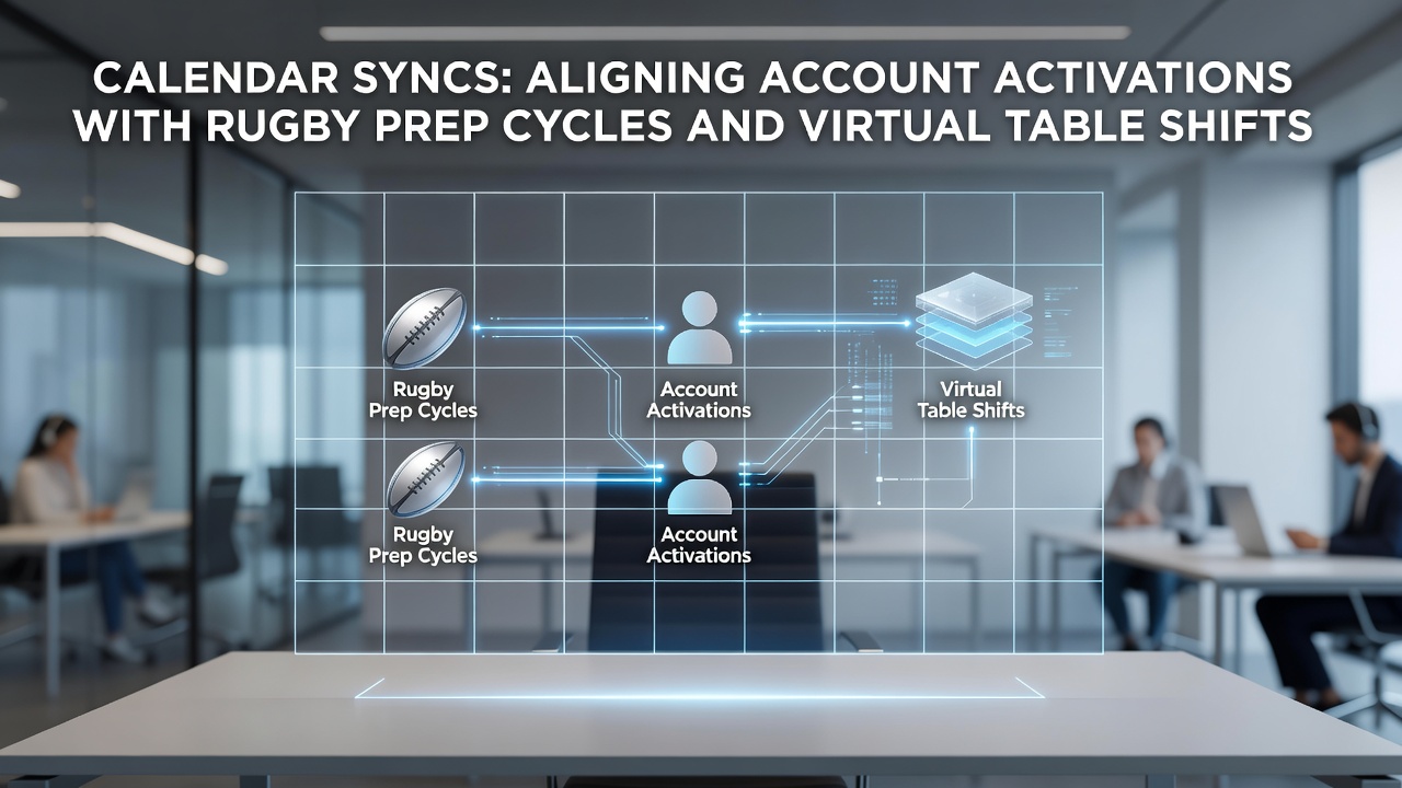 Illustration of calendar synchronization tools aligning rugby preparation timelines with virtual table game activations on digital platforms