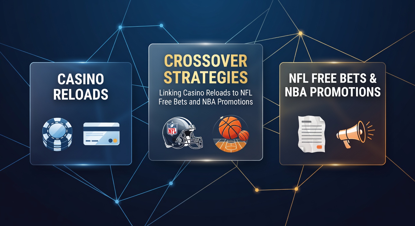 Sports bettor reviewing casino reload offer alongside NFL and NBA betting slips on a mobile app