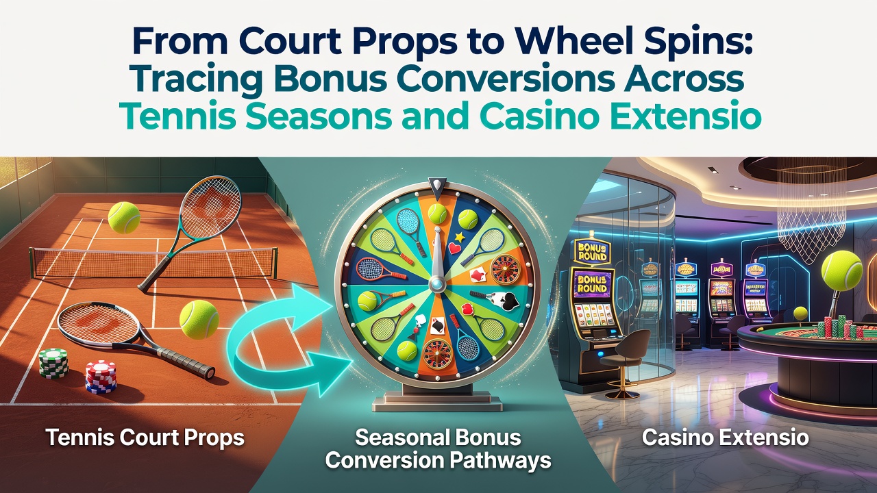 Flow diagram showing bonus credit movement from tennis props to casino wheel spins