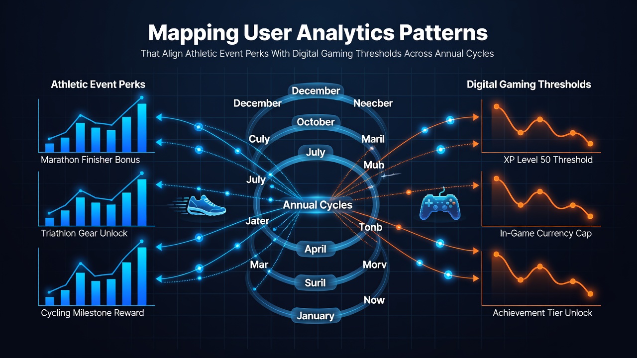 Analytics dashboard displaying user engagement patterns across sports seasons and casino thresholds