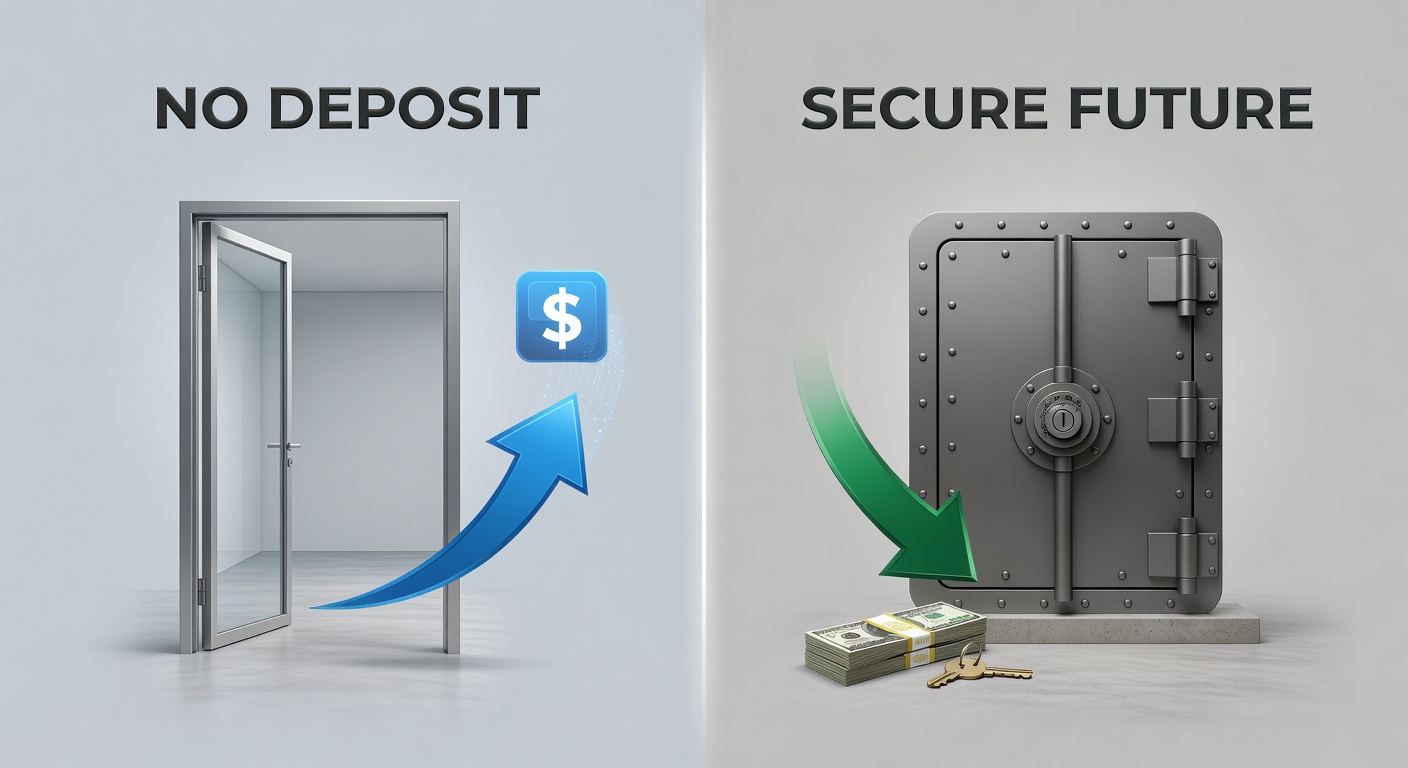 Comparison chart showing no deposit free bets alongside deposit match bonuses on a sportsbook app screen, highlighting key terms like wagering requirements and max payouts
