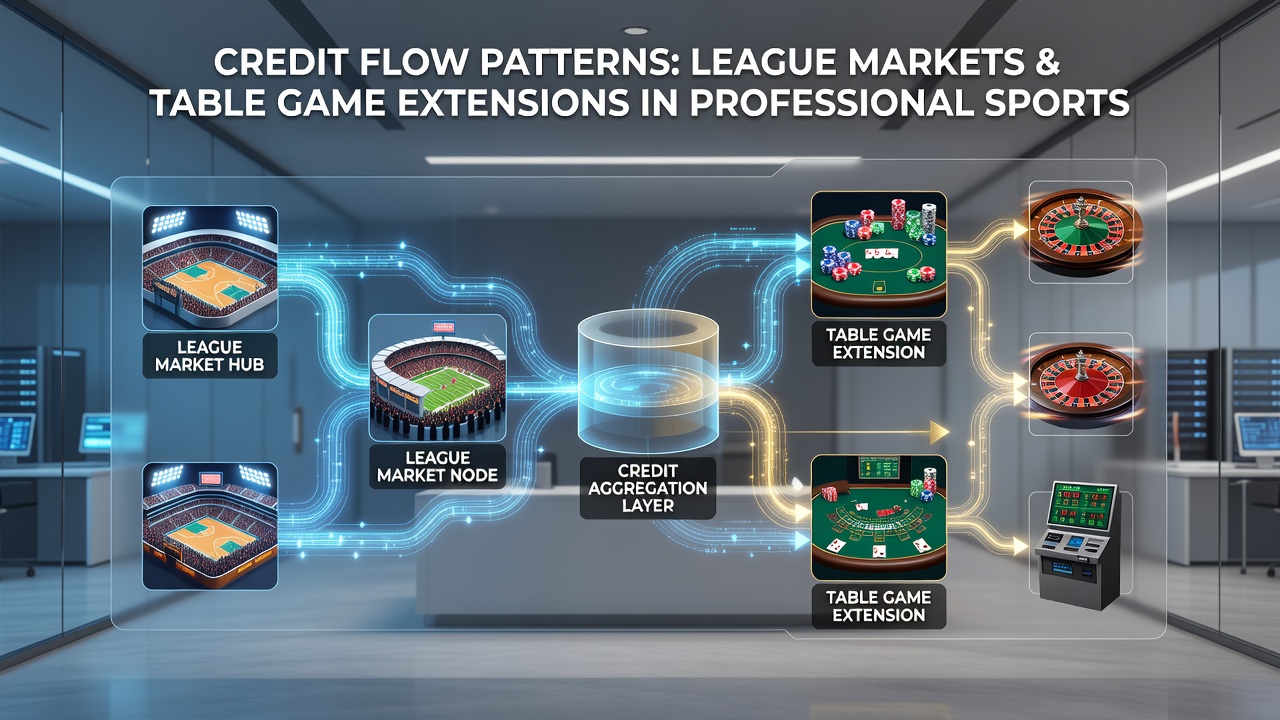 Diagram showing credit migration routes from league betting to table games during June 2026 sports calendar overlaps