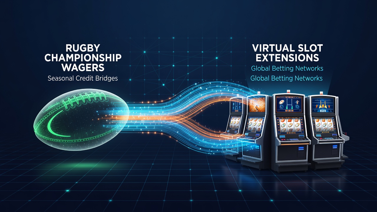 Global betting network diagram showing credit flows between rugby wagers and virtual slots