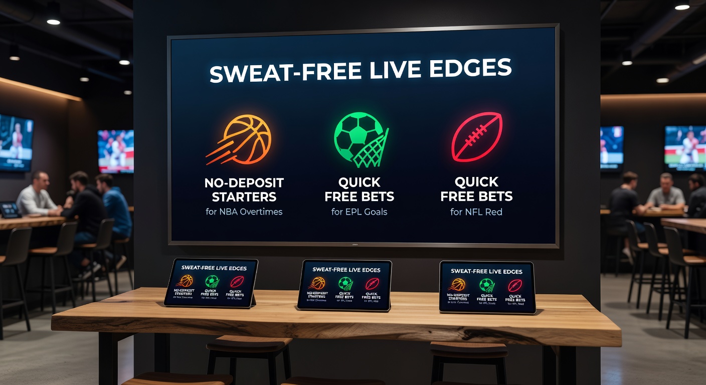 Dynamic split-screen of EPL goal celebration, NFL Red Zone scramble, and NBA overtime buzzer-beater, illustrating quick free bet opportunities
