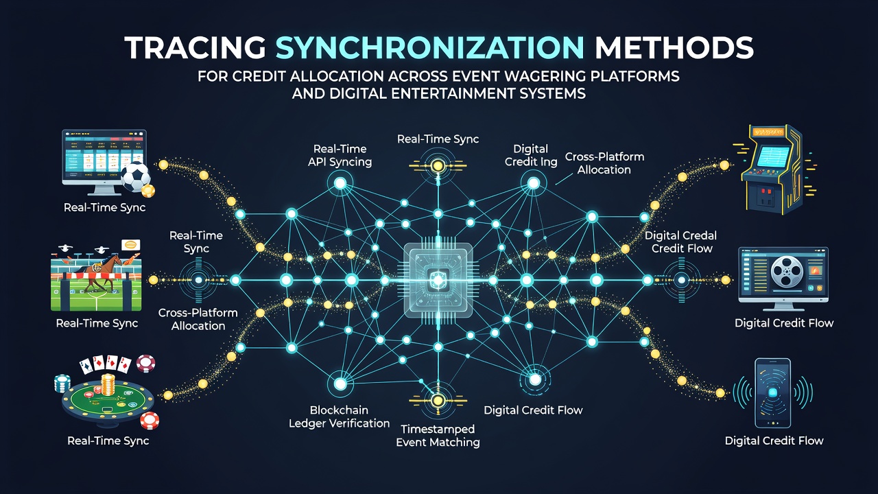 Diagram showing credit allocation synchronization between wagering platforms and digital entertainment systems