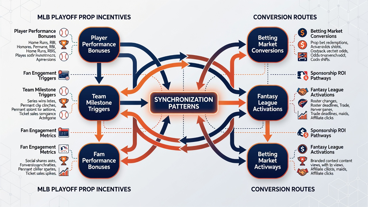 Credit flow diagrams showing MLB postseason props converting to sustained casino table balances